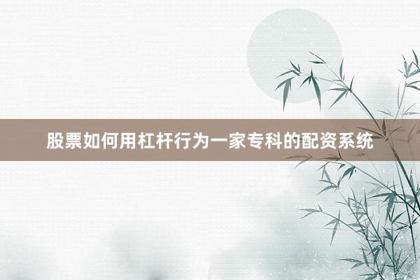 股票如何用杠杆行为一家专科的配资系统