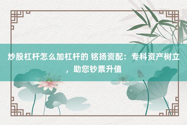炒股杠杆怎么加杠杆的 铭扬资配：专科资产树立，助您钞票升值