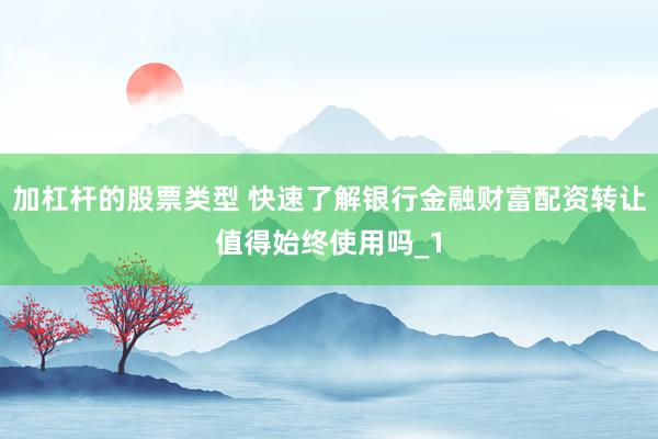加杠杆的股票类型 快速了解银行金融财富配资转让值得始终使用吗_1